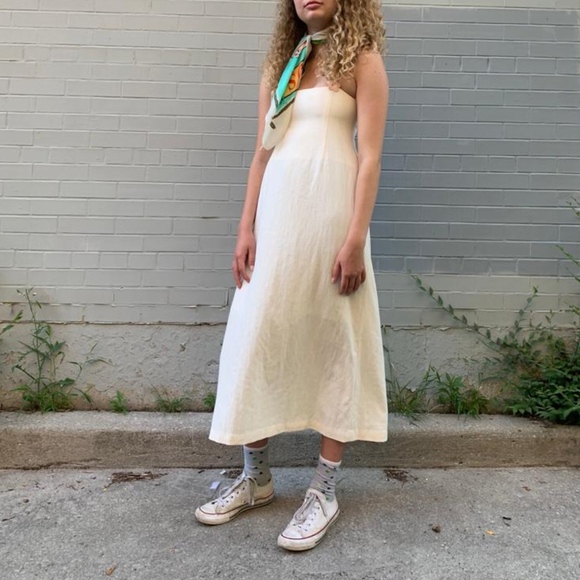 YELLOW 90's STRAPPY BACK maxi sleeveless dress siz - Picture 2 of 5